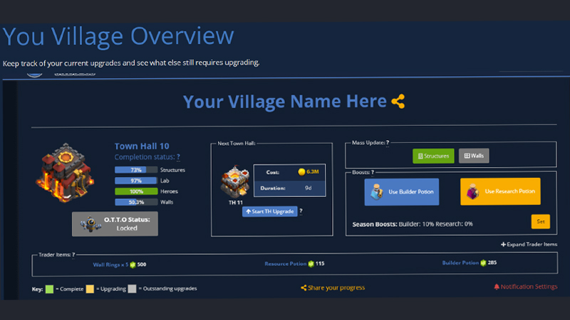 Clash Of Clans Upgrade Tracker