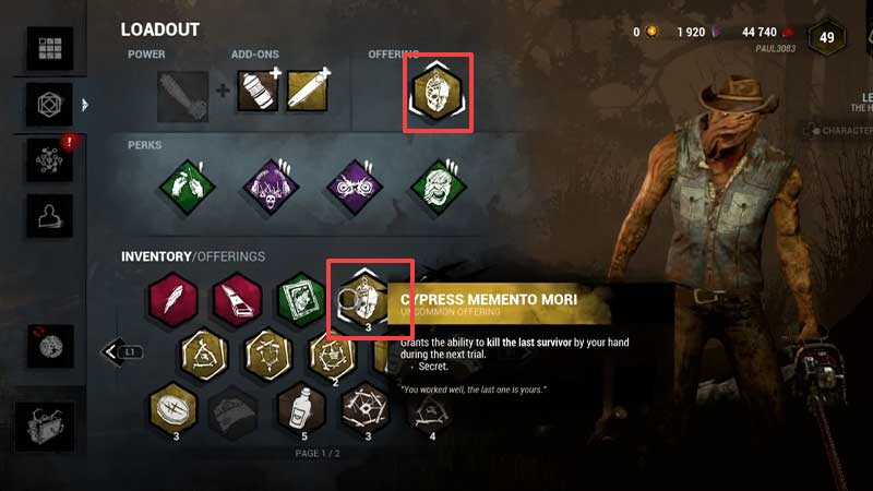 dbd mori in inventory