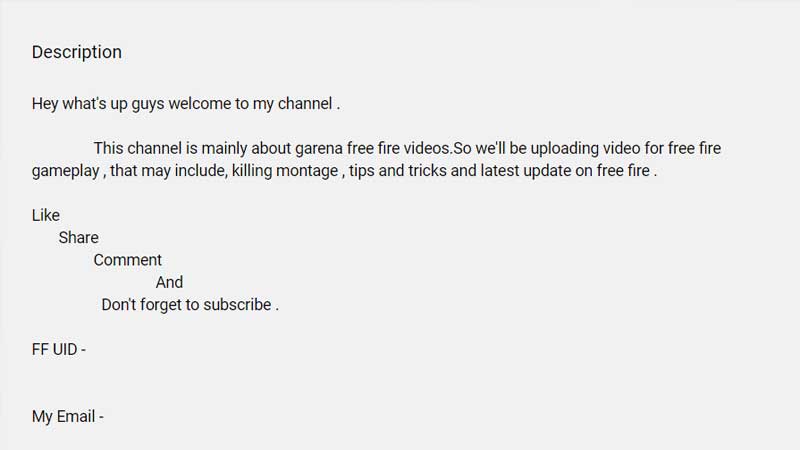 How-To-Write-Free-Fire-Channel-Description-For-YouTube-H2