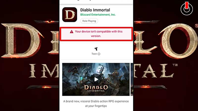 not compatible diablo immortal