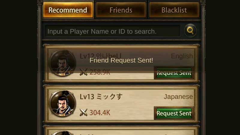 Add Friends in Evony