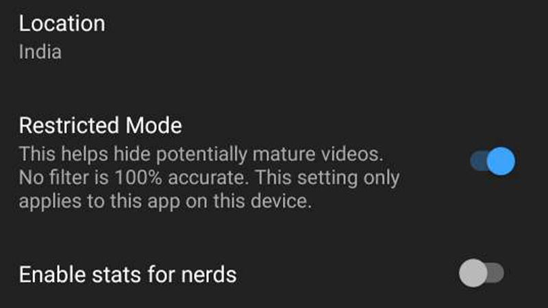 Restricted mode on Youtube