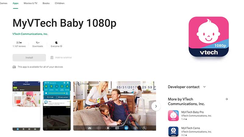 fix vtech baby 1080p app not working