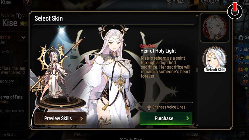 Change Skin in Epic Seven