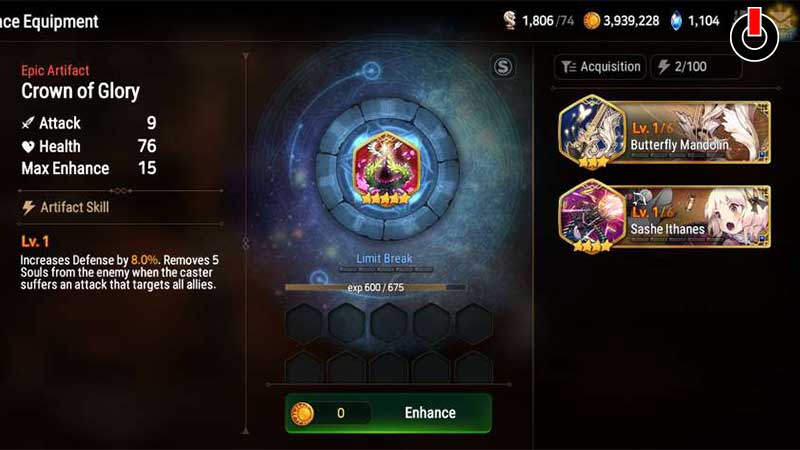 Limit Break Artifacts in Epic Seven