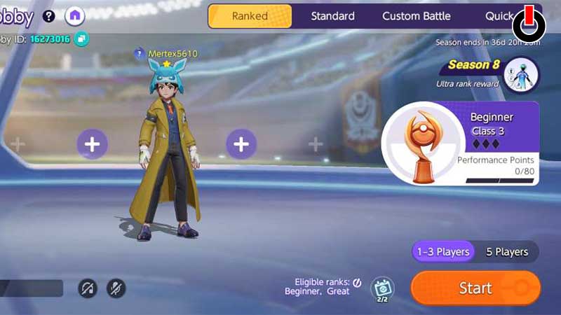 Ranked match Mode in Pokemon Unite