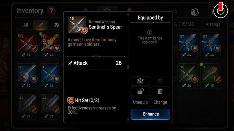 Sell Equipment in Epic Seven