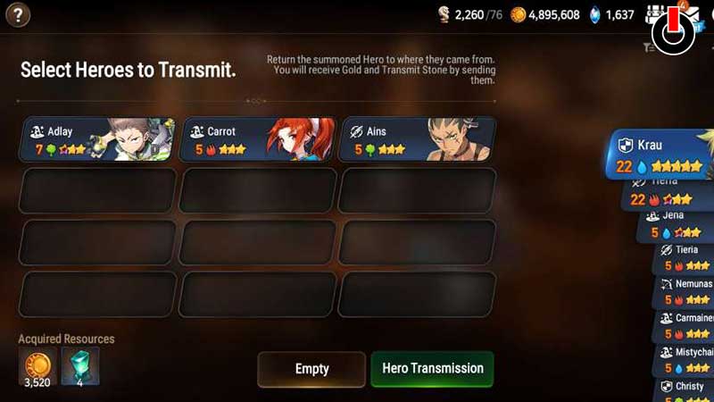 Sell Heroes in Epic Seven
