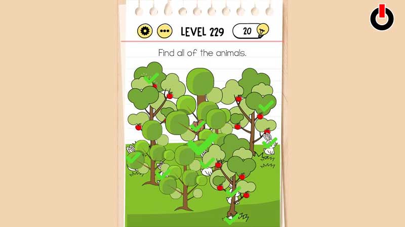 Answers for Level 229 in Brain Test Tricky Puzzles 