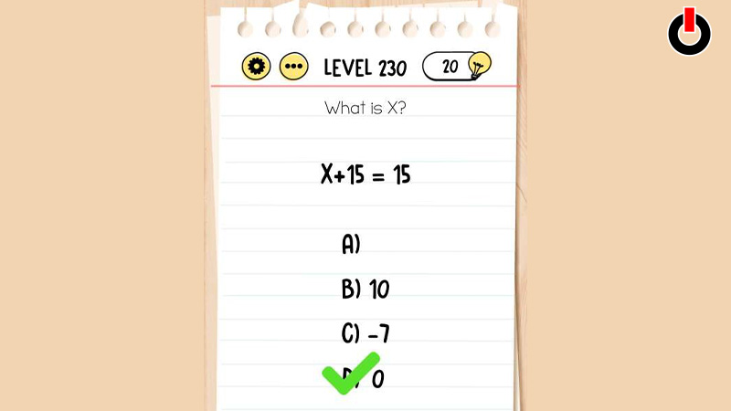 Answers for Level 230 in Brain Test Tricky Puzzles