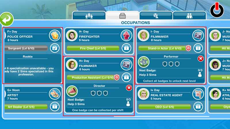 Professional Shift In Sims Freeplay