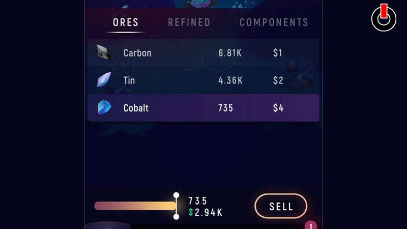Sell Ores in Exominer