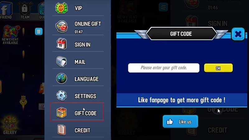 Space Shooter Gift Codes Redeem