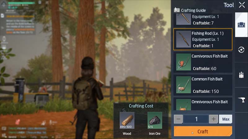 how to craft fishing rod