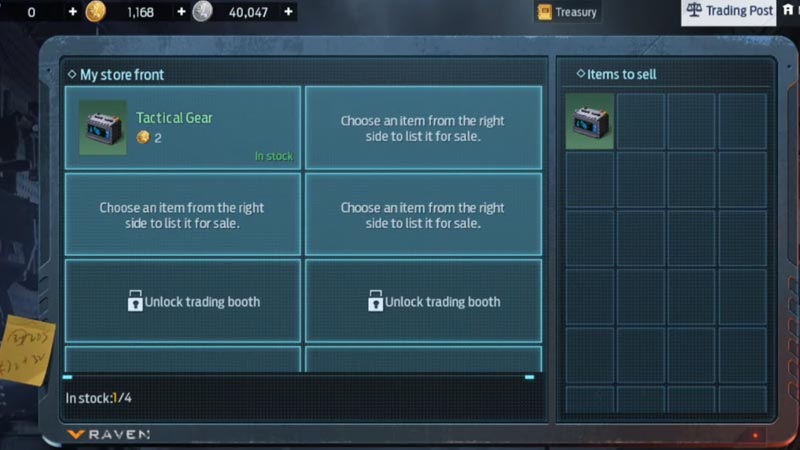 sell items in undawn