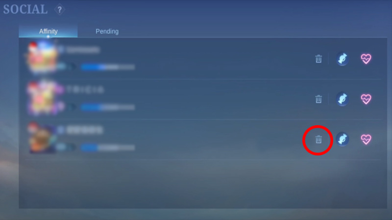 Remove affinity with a player in MLBB