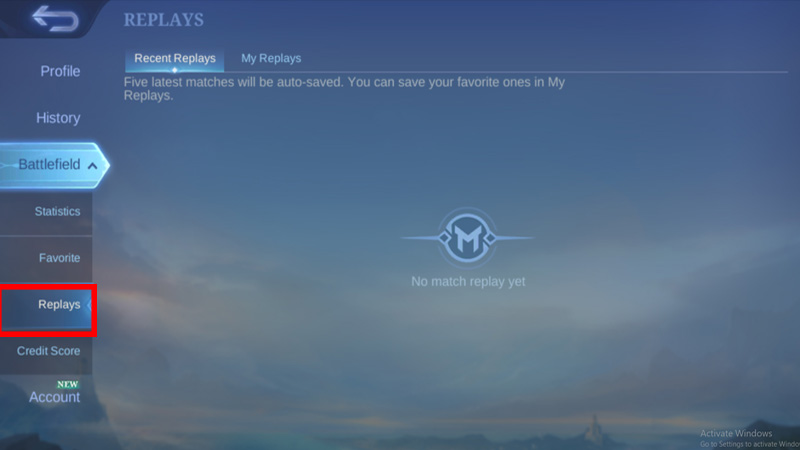 steps to view and sve replay in MLBB