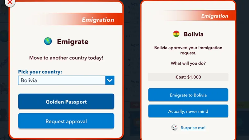 Emigrate to Bolivia Bitlife